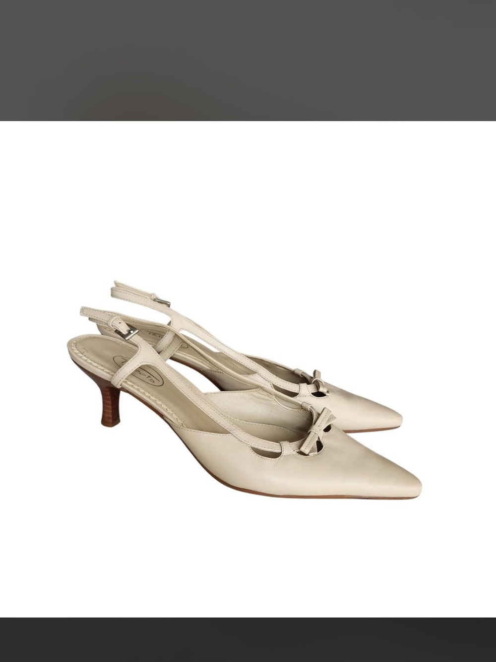 Talbots Classic Slingback Pointed-Toe Kitten Heels in Cream